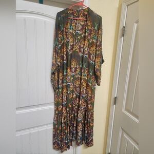 Anthropologie Boho Floral Kimono Duster | Size M/L | Maxi Length